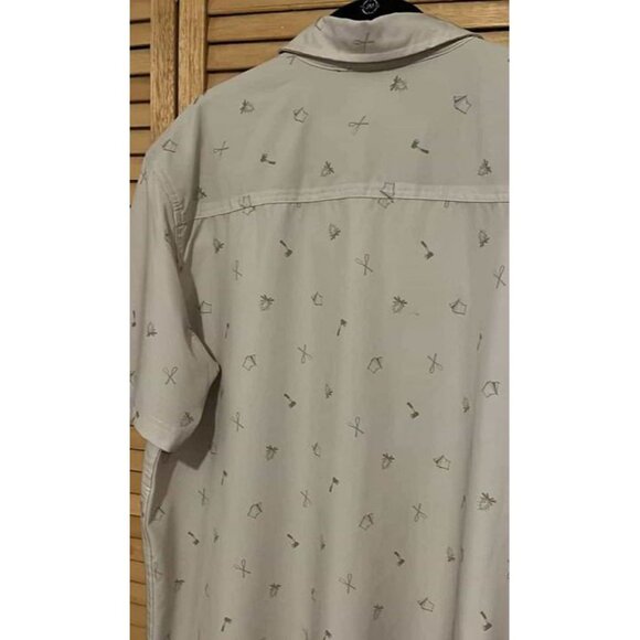 Lake & Trail Dri Wick Camp Themed Short Sleeve Button Up Mens L Shirt/CHARITY SA - Picture 7 of 7